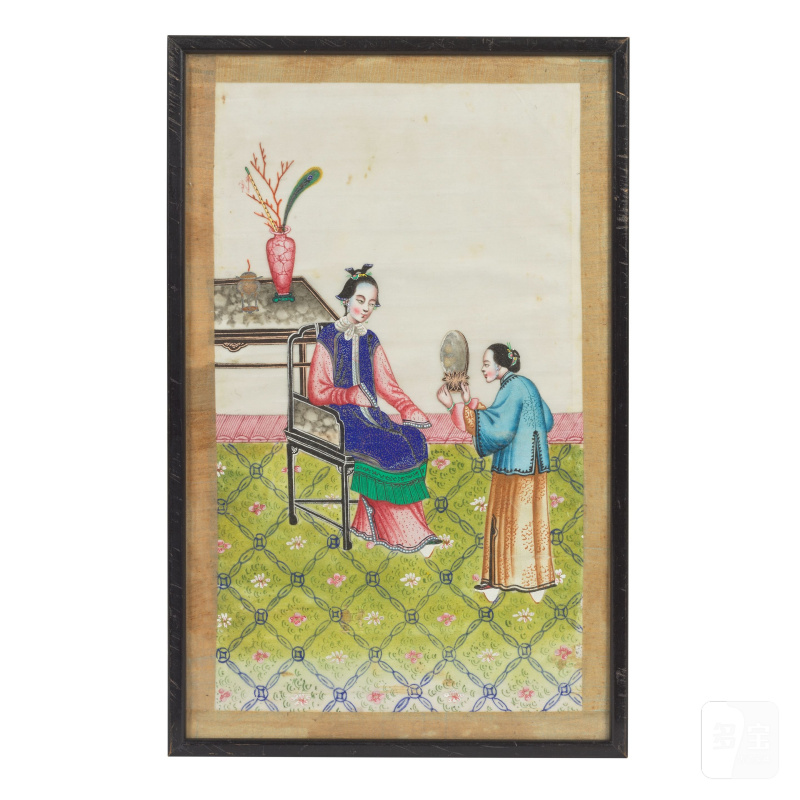 中國畫家 十九世紀 室内人物一組十二幅 水粉紙本 鏡框 | CHINESE ARTIST (19TH CENTURY) - 图15